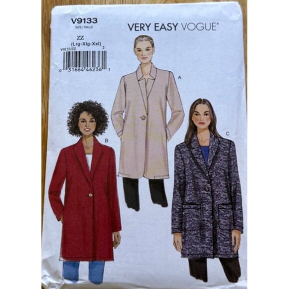 Vogue #V9133 Jacket Sewing Pattern Sizes Lrg - XXL Sku 0264 UNCUT - Picture 2 of 4